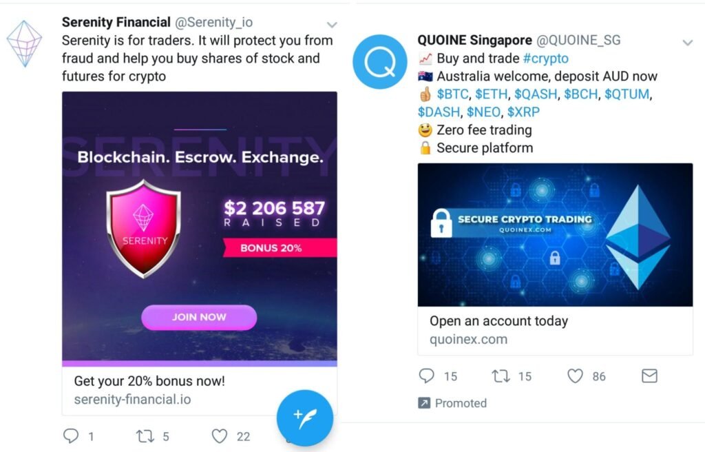 Twitter Ads example - Crypto Advertising