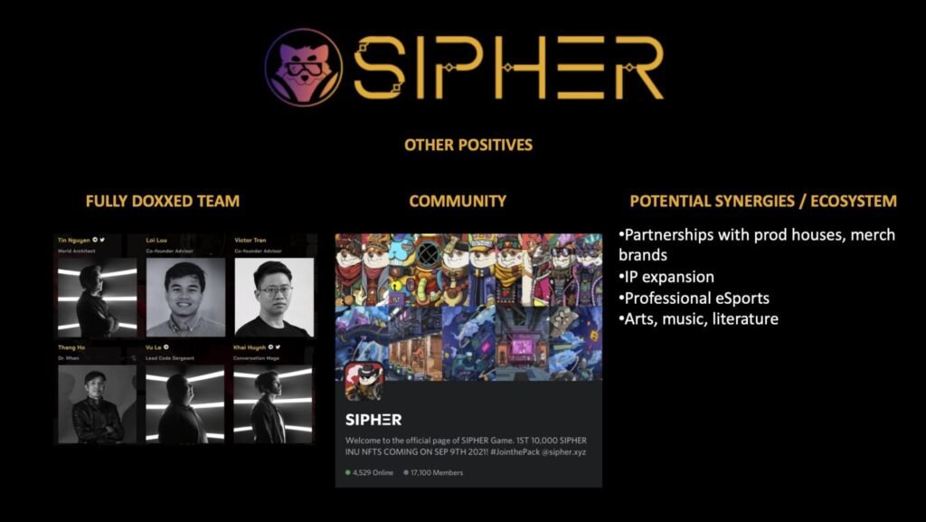 The founding team of Sipher - an NFT game is fully doxxed